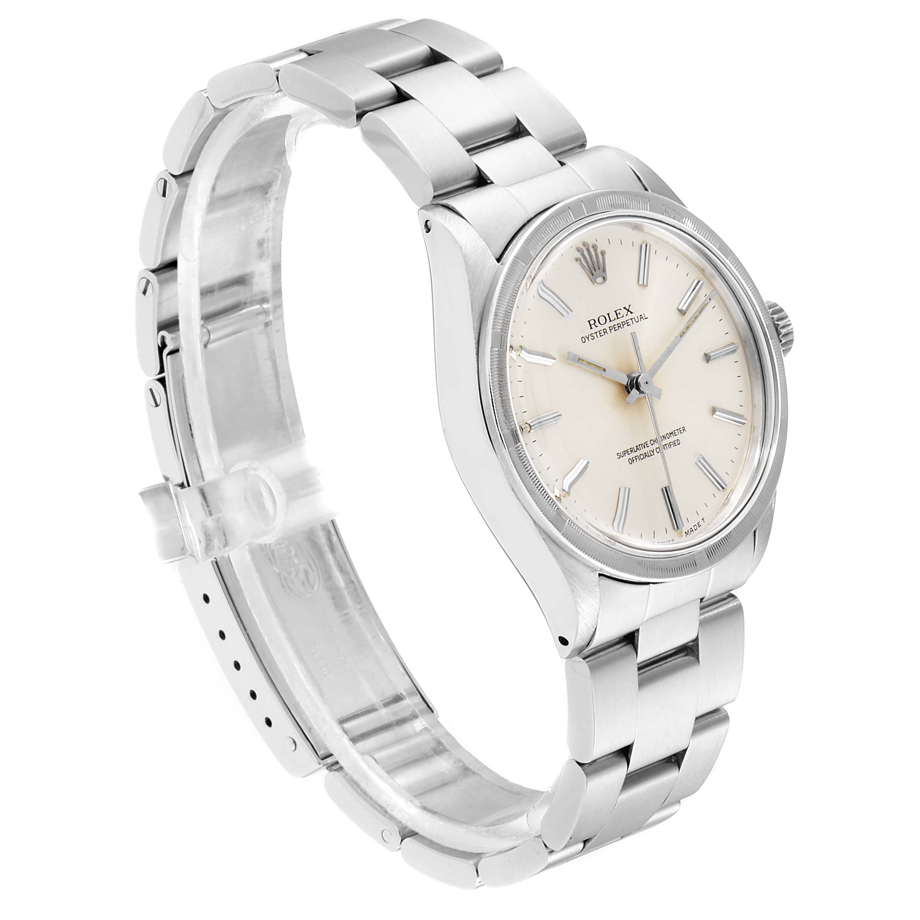 The Rolex Vintage Collection 1007 Men's Stainless Steel Silver Dial 1007 Men's Stainless Steel Silver Dial watch is shown at a three-quarter angle, highlighting the case, dial, and bracelet.