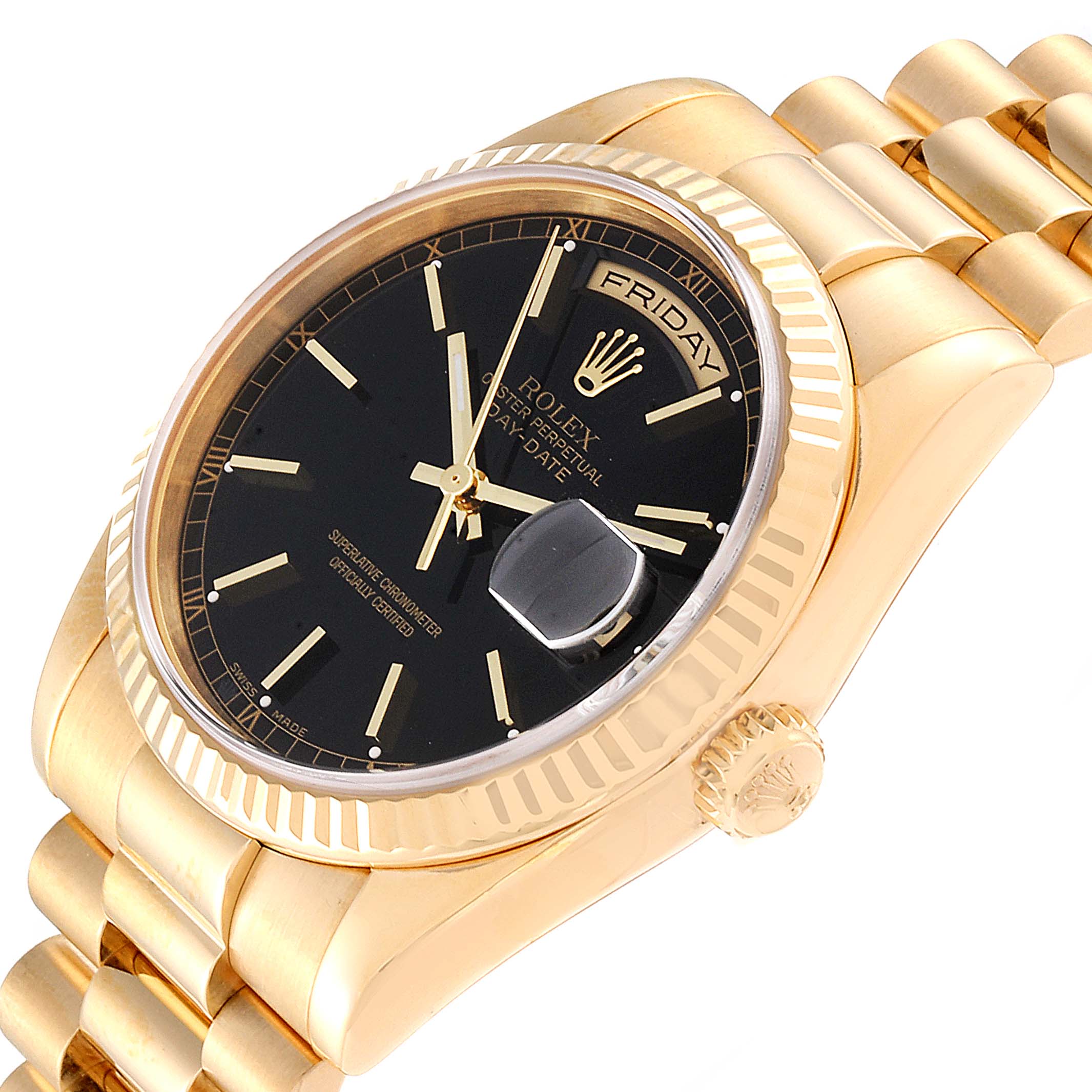 Rolex President Day Date Black Dial Yellow Gold Mens Watch 118238 Swisswatchexpo 9120