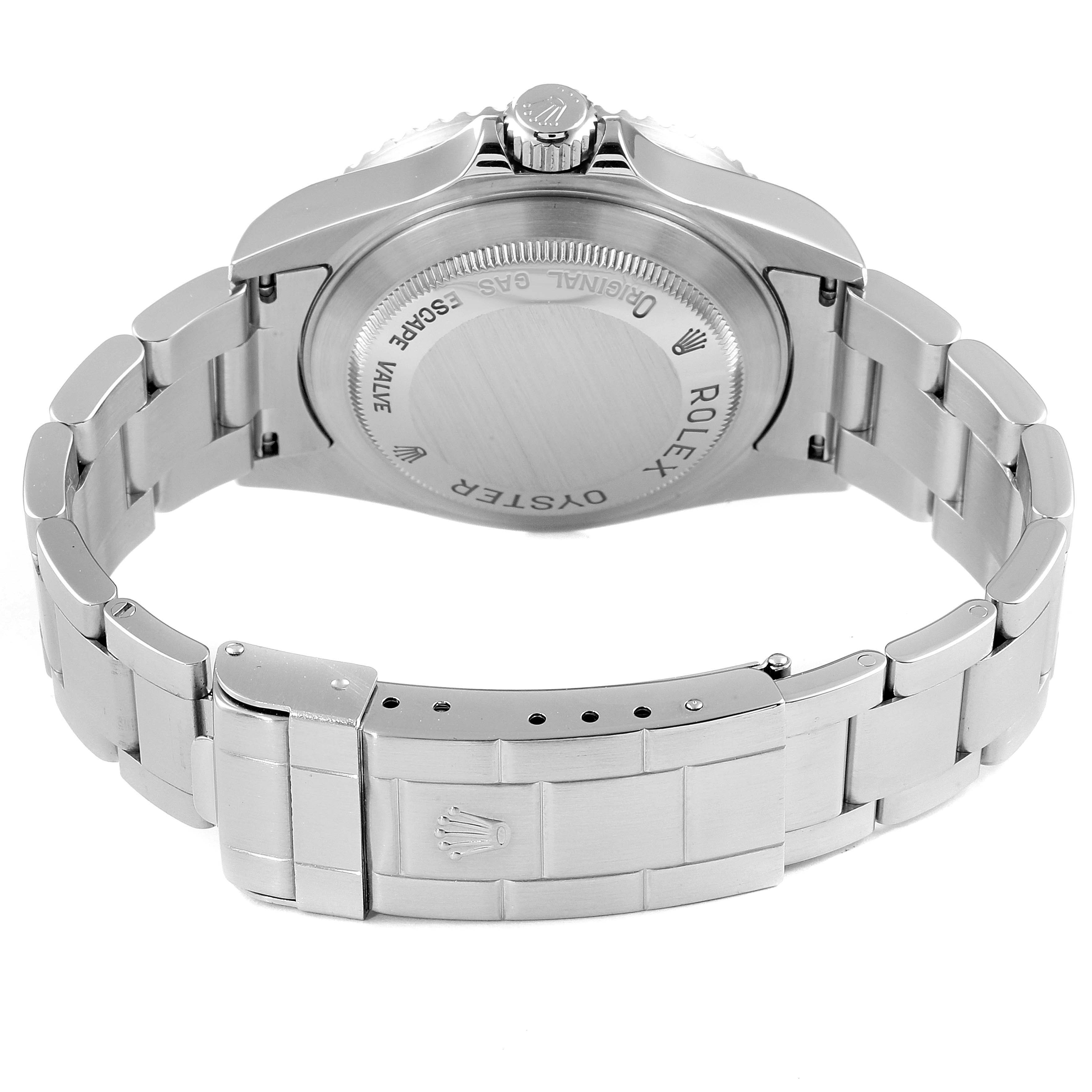 The image shows the back case and bracelet of a Rolex Sea-Dweller 16600 Men
s Stainless Steel Black Dial 16600 Men
s Stainless Steel Black Dial watch from a rear angle.