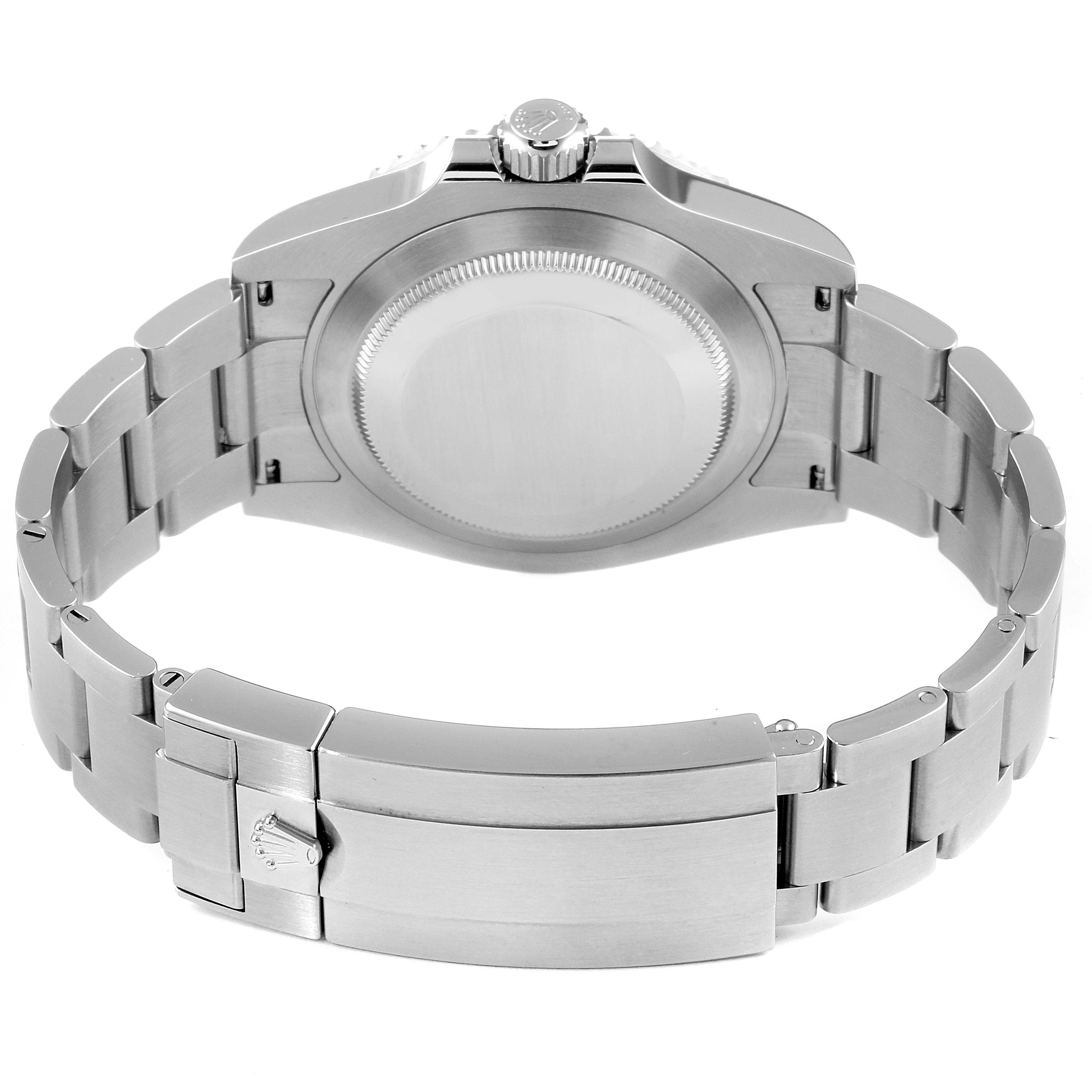 The image shows the back view of a Rolex Submariner 126610LV Men's Stainless Steel Black Dial 126610LV Men's Stainless Steel Black Dial watch, highlighting the case back, bracelet, and clasp.