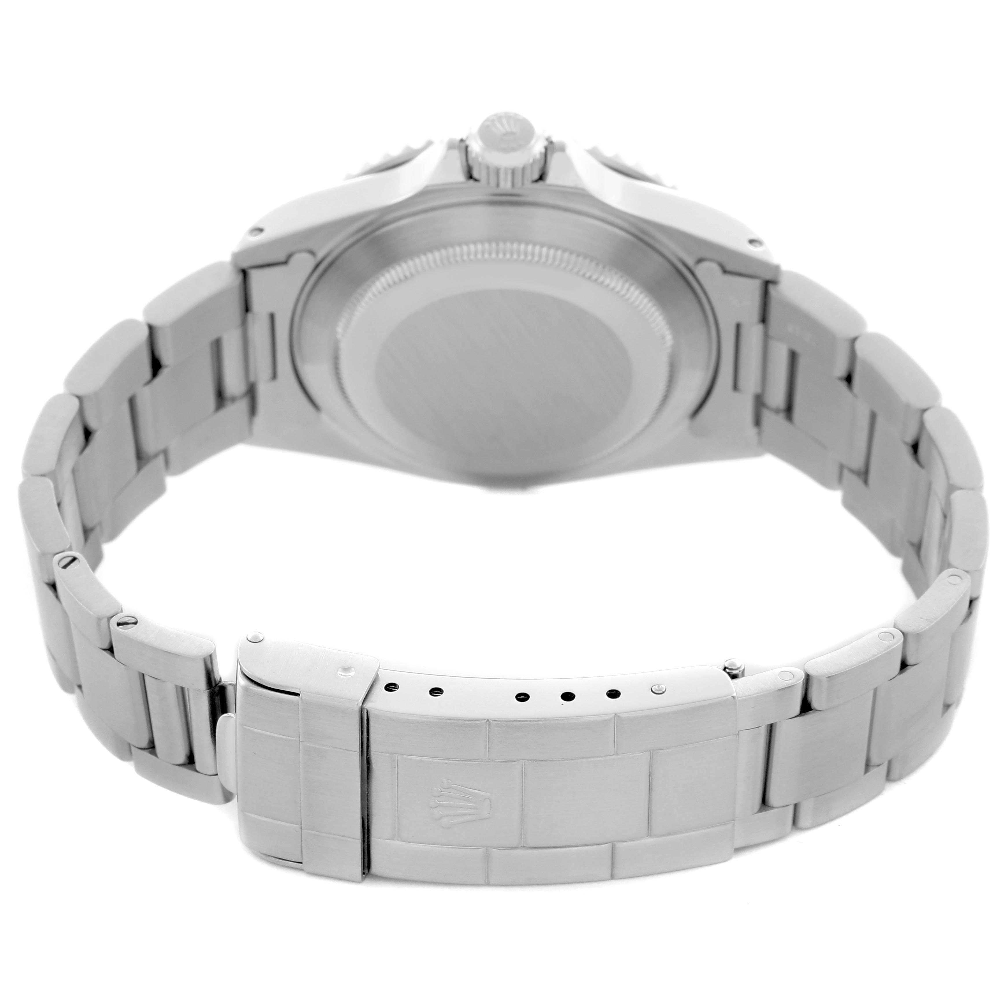 The image shows the back of the Rolex Submariner 14060 Men
s Stainless Steel Black Dial 14060 Men
s Stainless Steel Black Dial watch, highlighting the bracelet and clasp from a rear angle.