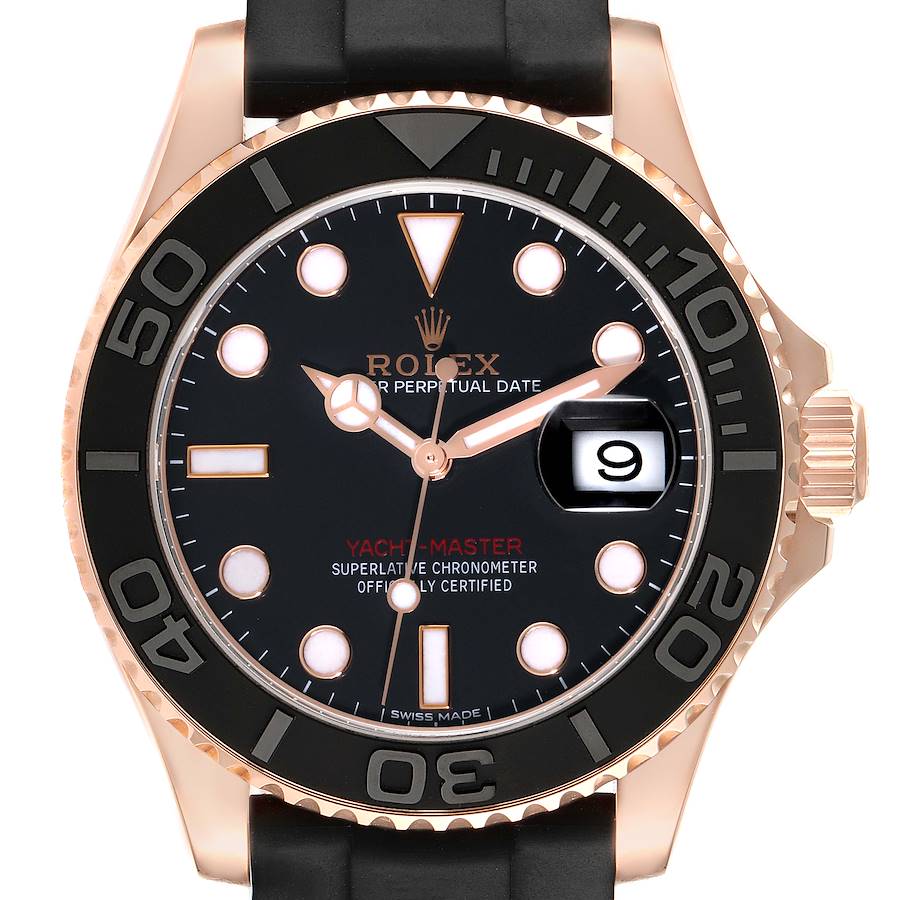 Rolex Yachtmaster 40mm Rose Gold Oysterflex Bracelet Mens Watch 116655 Card SwissWatchExpo