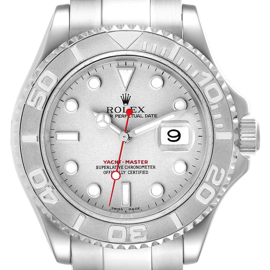 Rolex Yachtmaster Platinum Dial Bezel Steel Mens Watch 16622 Box Papers