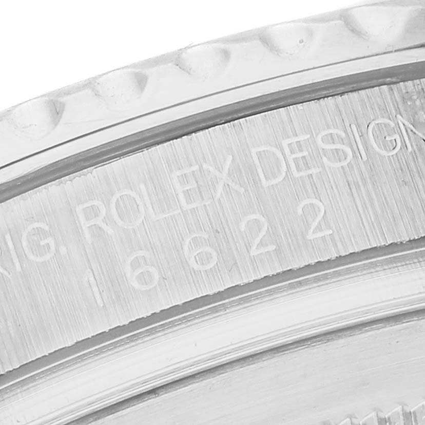 This image shows a close-up of the case side engraving on the Yacht-Master model by Rolex.