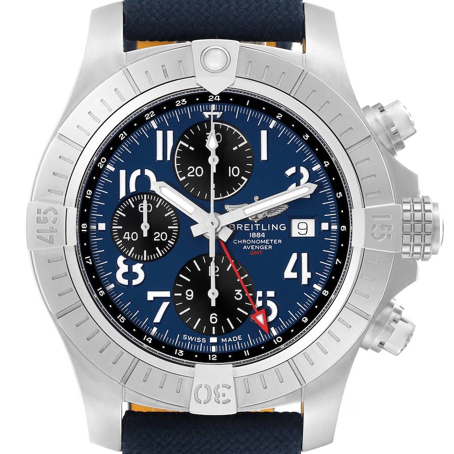 Breitling Avenger Chronograph GMT 45 Steel Mens Watch A24315 SwissWatchExpo