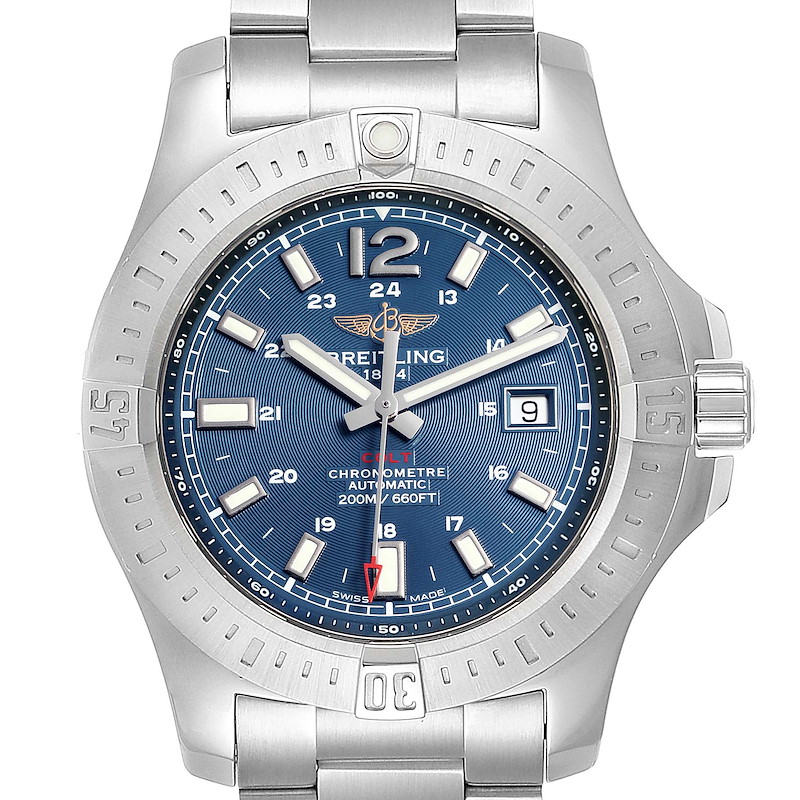Breitling Colt Blue Dial Automatic Steel Mens Watch A17388 Box Card SwissWatchExpo