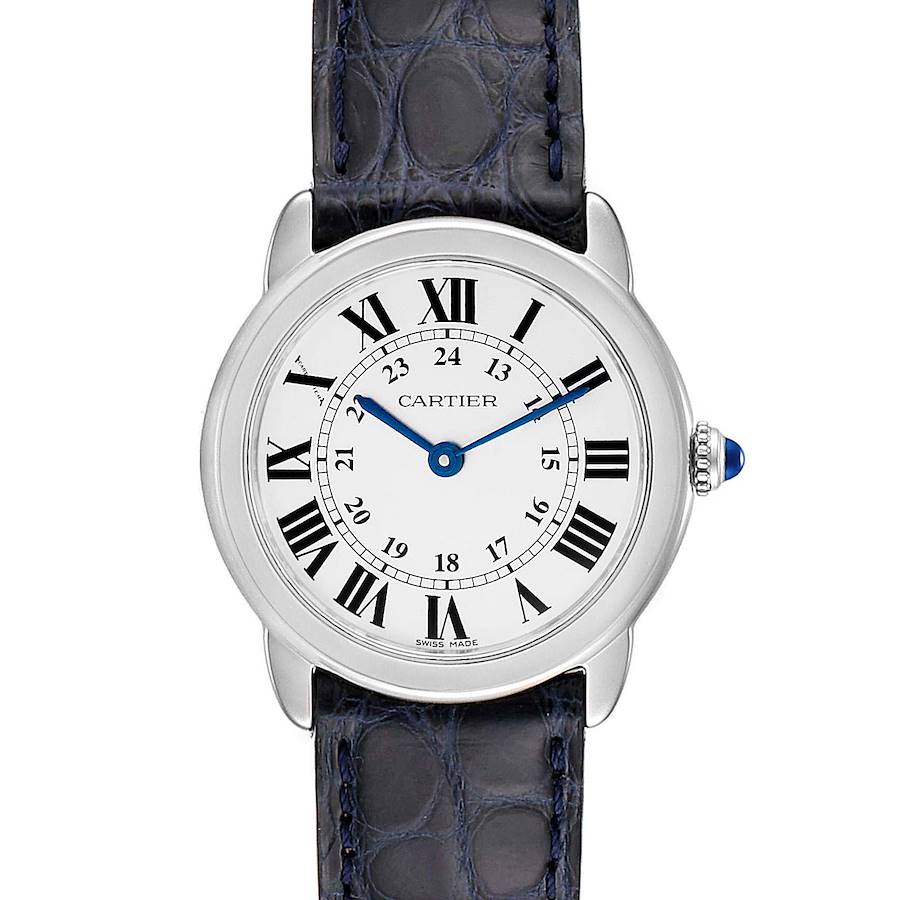 Cartier Ronde Solo Black Strap Steel Ladies Watch W6700155 SwissWatchExpo