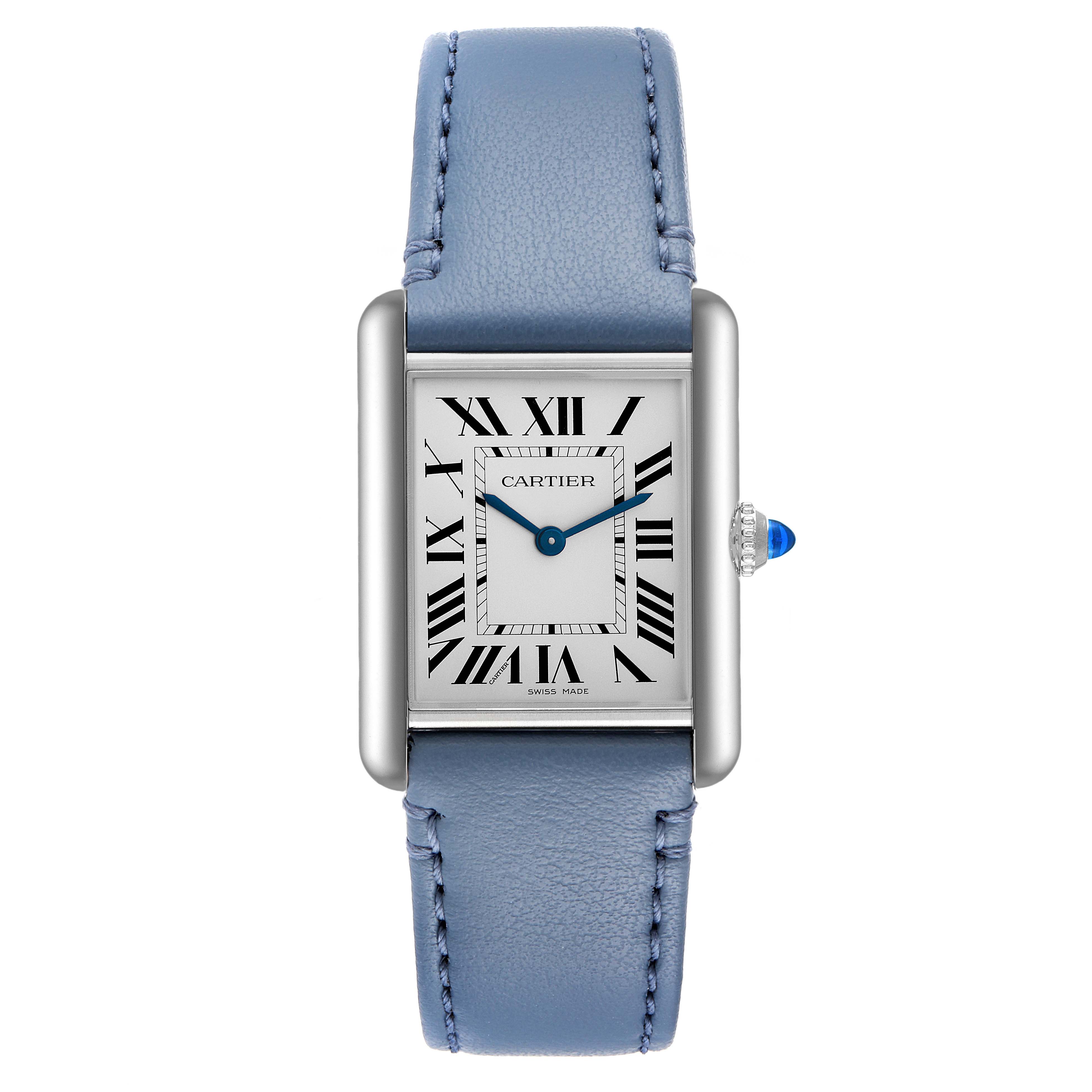 Cartier Tank Must SolarBeat Blue Strap Ladies Steel Watch WSTA0062 Unworn | SwissWatchExpo