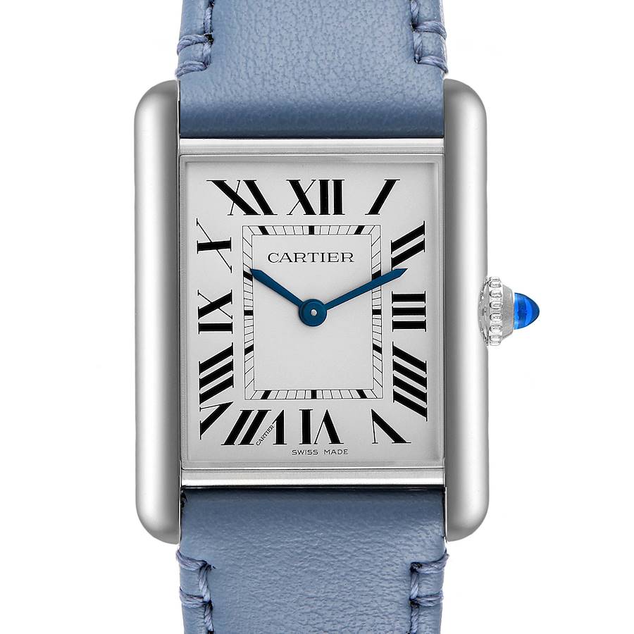 Cartier Tank Must SolarBeat Blue Strap Ladies Steel Watch WSTA0062 Unworn SwissWatchExpo