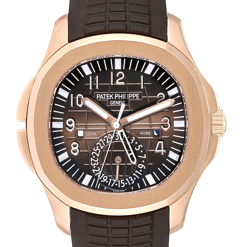 Patek Philippe Aquanaut Travel Time Rose Gold Mens Watch 5164R Box Papers SwissWatchExpo