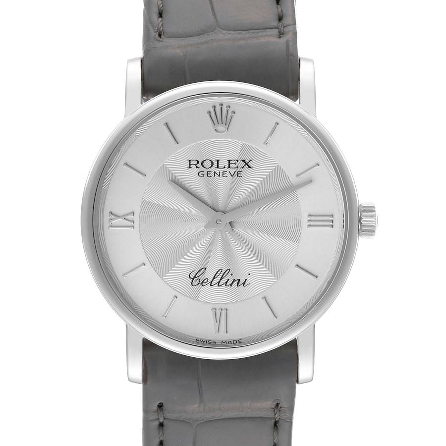 Rolex Cellini Classic White Gold Decorated Silver Dial Mens Watch 5115 Papers SwissWatchExpo