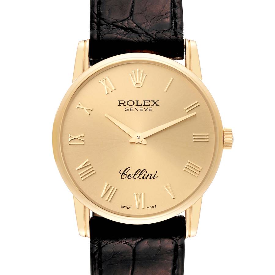 Rolex Cellini Classic Yellow Gold Champagne Dial Mens Watch 5116 SwissWatchExpo