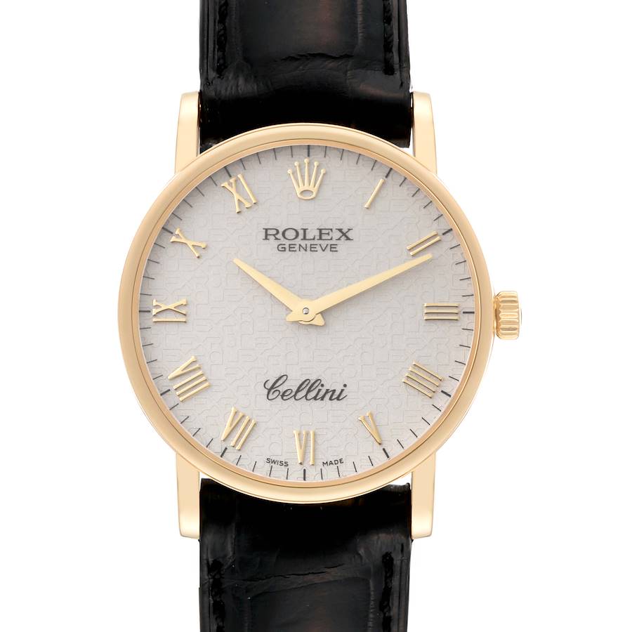 Rolex Cellini Classic Yellow Gold Ivory Anniversary Dial Mens Watch 5115 Card SwissWatchExpo