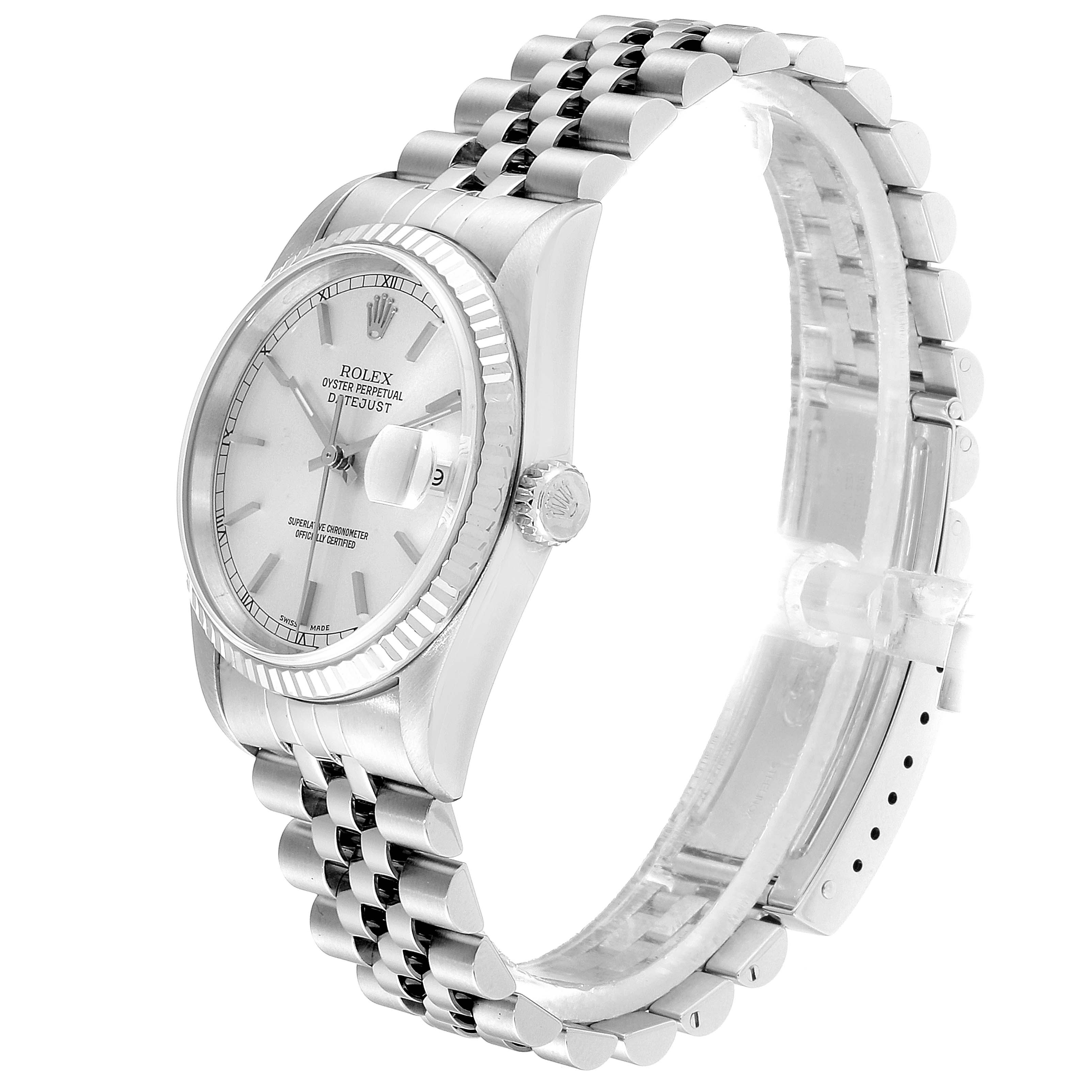 Rolex Datejust 36 Steel White Gold Silver Dial Mens Watch 16234 ...