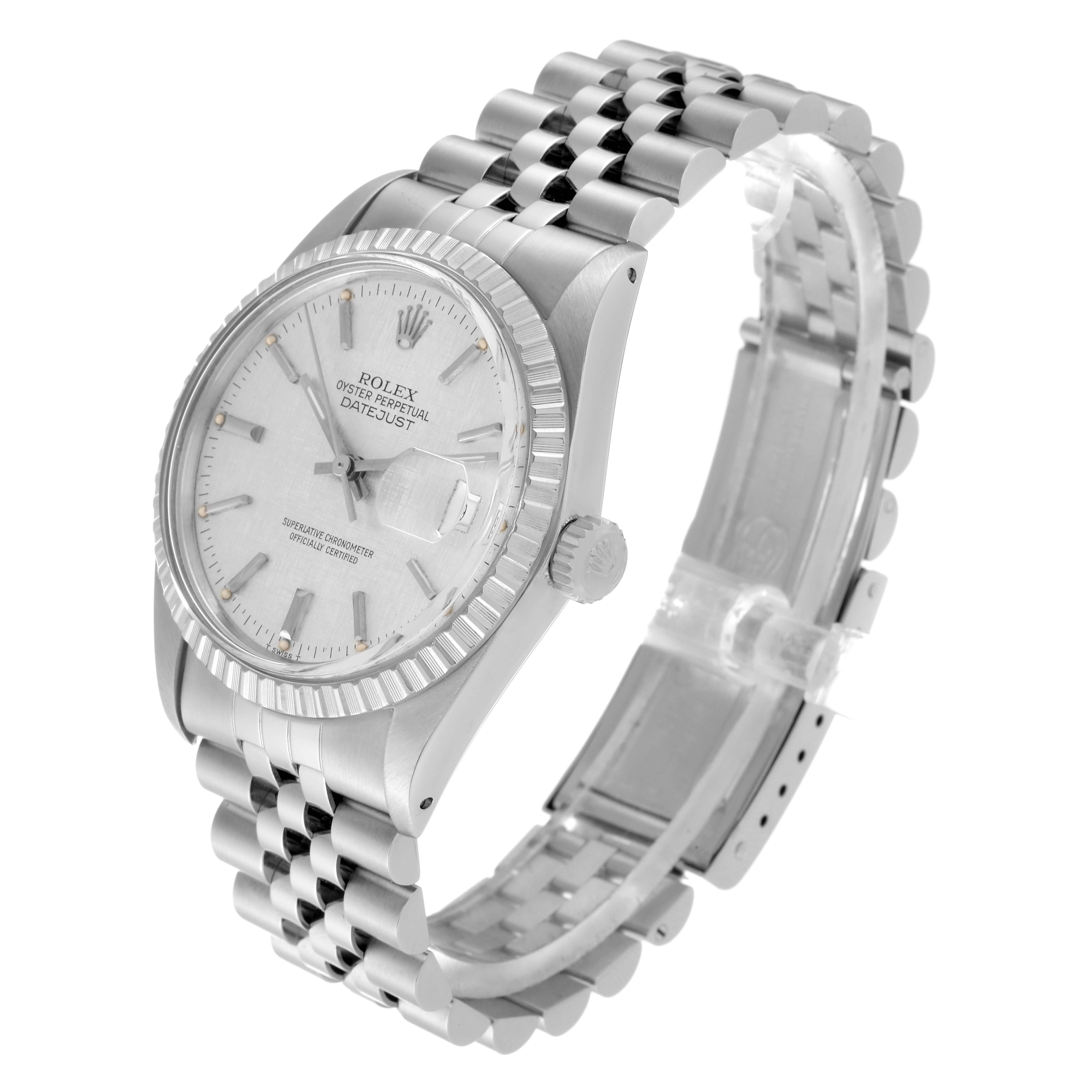 This image shows a Rolex Vintage Collection 16030 Men's Stainless Steel Silver Dial 16030 Men's Stainless Steel Silver Dial model watch, angled to display the dial, crown, and jubilee bracelet.