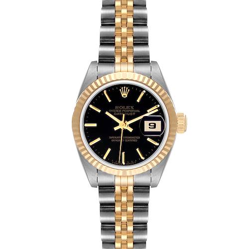 Photo of Rolex Datejust Steel Yellow Gold Fluted Bezel Black Dial Ladies Watch 69173