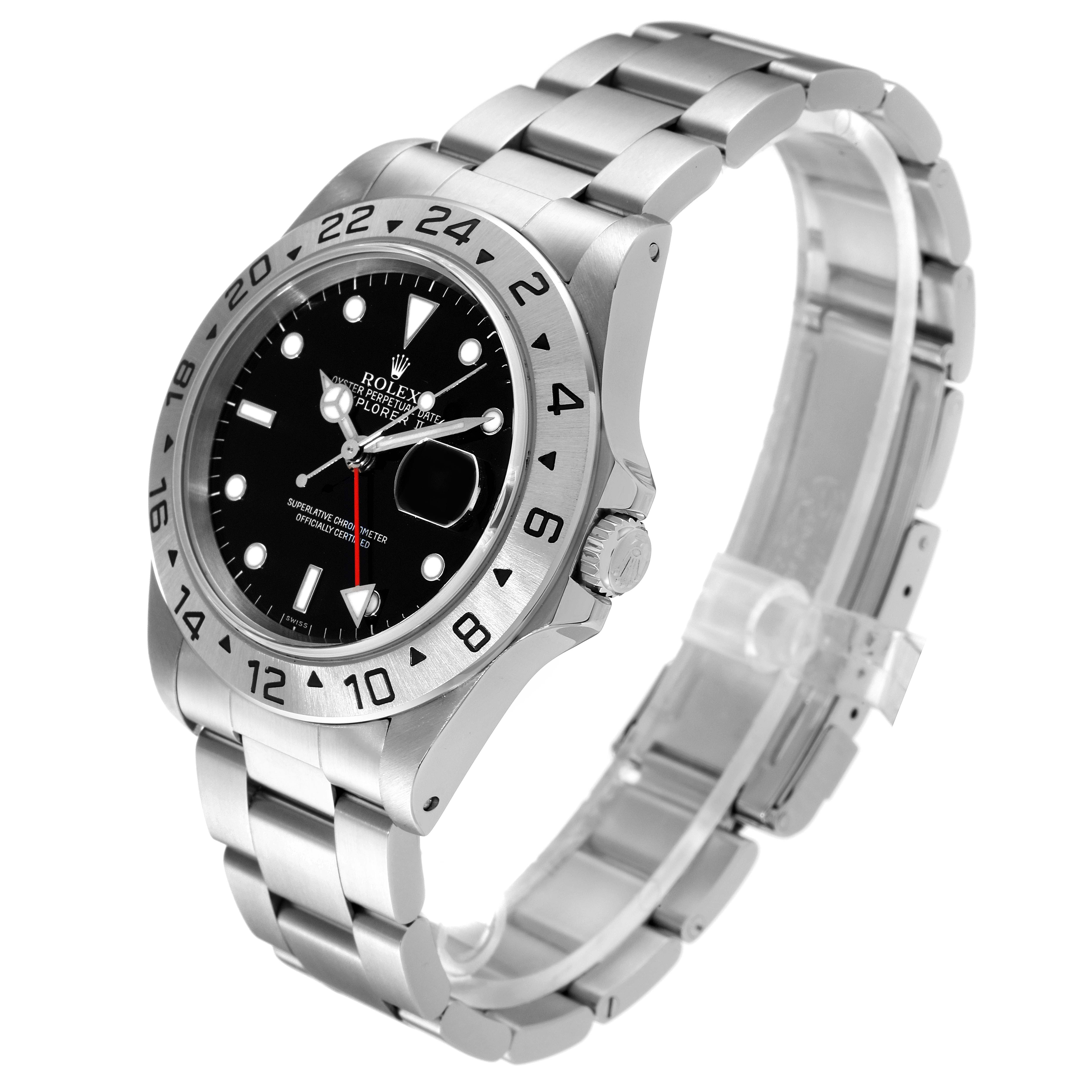 The image shows a Rolex Explorer 16570 Men
s Stainless Steel Black Dial 16570 Men
s Stainless Steel Black Dial model watch at a three-quarter angle, highlighting the dial, case, bezel, crown, and bracelet.