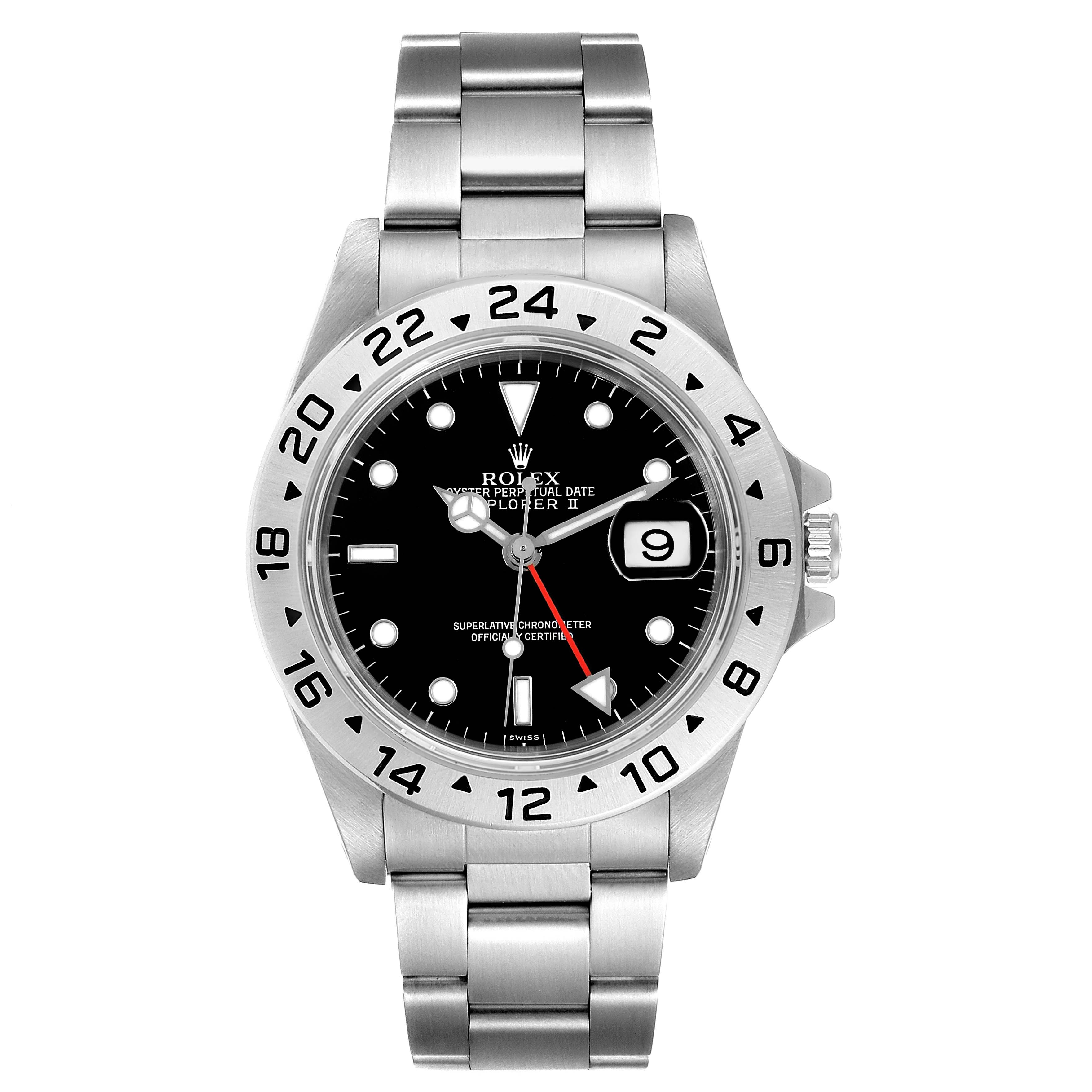 The image shows a front view of a Rolex Explorer 16570 Men
s Stainless Steel Black Dial 16570 Men
s Stainless Steel Black Dial watch, displaying the dial, bezel, crown, and bracelet.