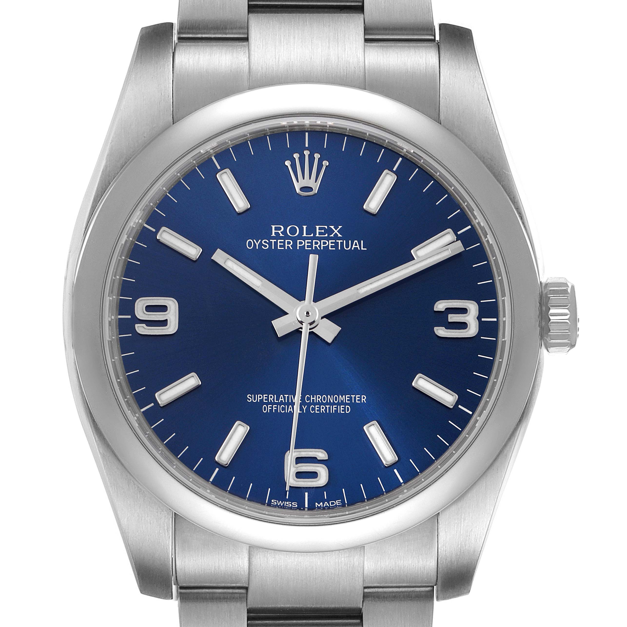 Rolex Oyster Perpetual 36mm Blue Dial Steel Mens Watch 116000 ...