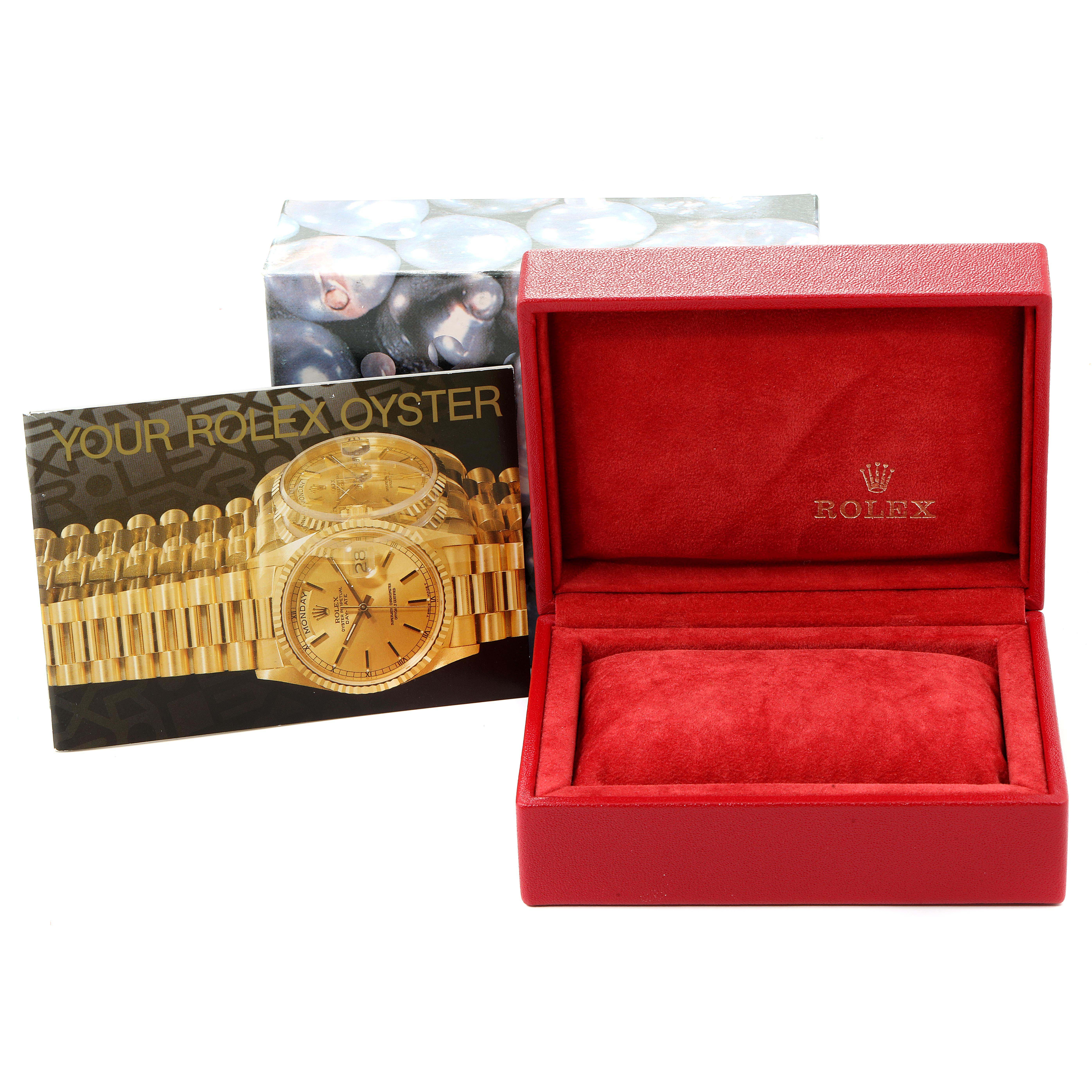 The image shows the box and certificate for a Rolex Oyster Perpetual 67183 Women's Steel and Gold (two tone) Grey Dial 67183 Women's Steel and Gold (two tone) Grey Dial watch.