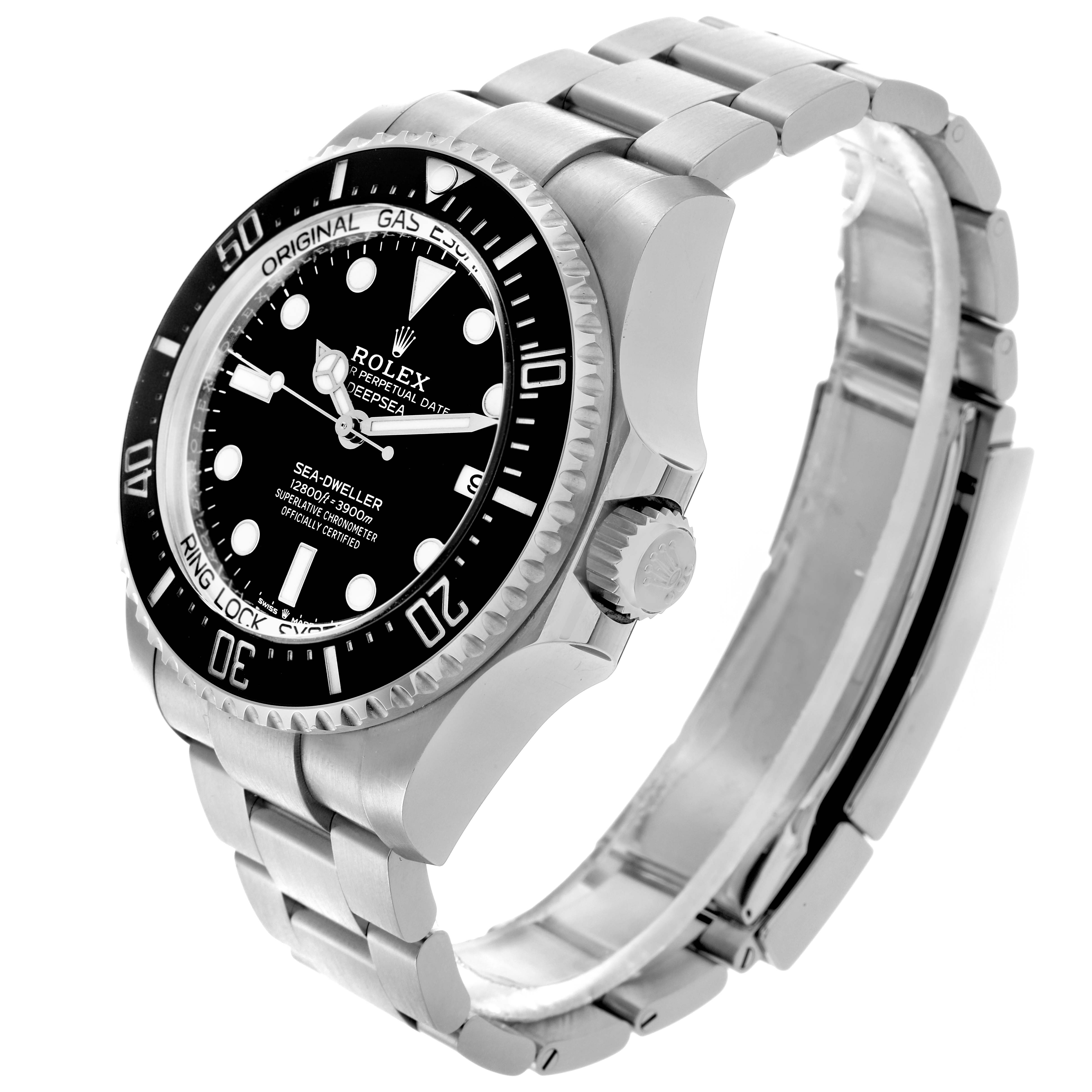 The Rolex Sea-Dweller 136660 Men
s Stainless Steel Black Dial 136660 Men
s Stainless Steel Black Dial is shown at a three-quarter angle, highlighting the bezel, dial, and bracelet.