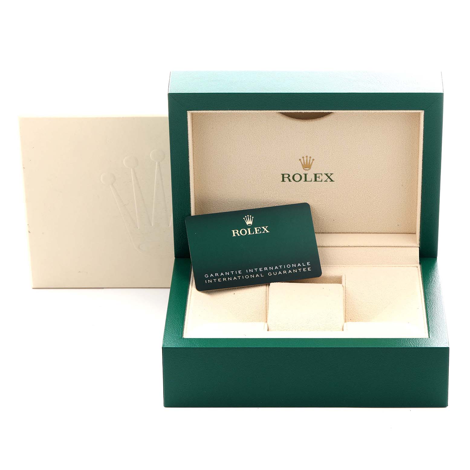 The image shows a Rolex Sea-Dweller 136660 Men
s Stainless Steel Black Dial 136660 Men
s Stainless Steel Black Dial watch box and guarantee card displayed at a front angle.