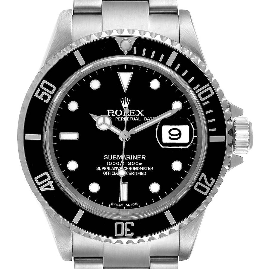 Rolex Submariner Black Dial Steel Mens Watch 16610 SwissWatchExpo