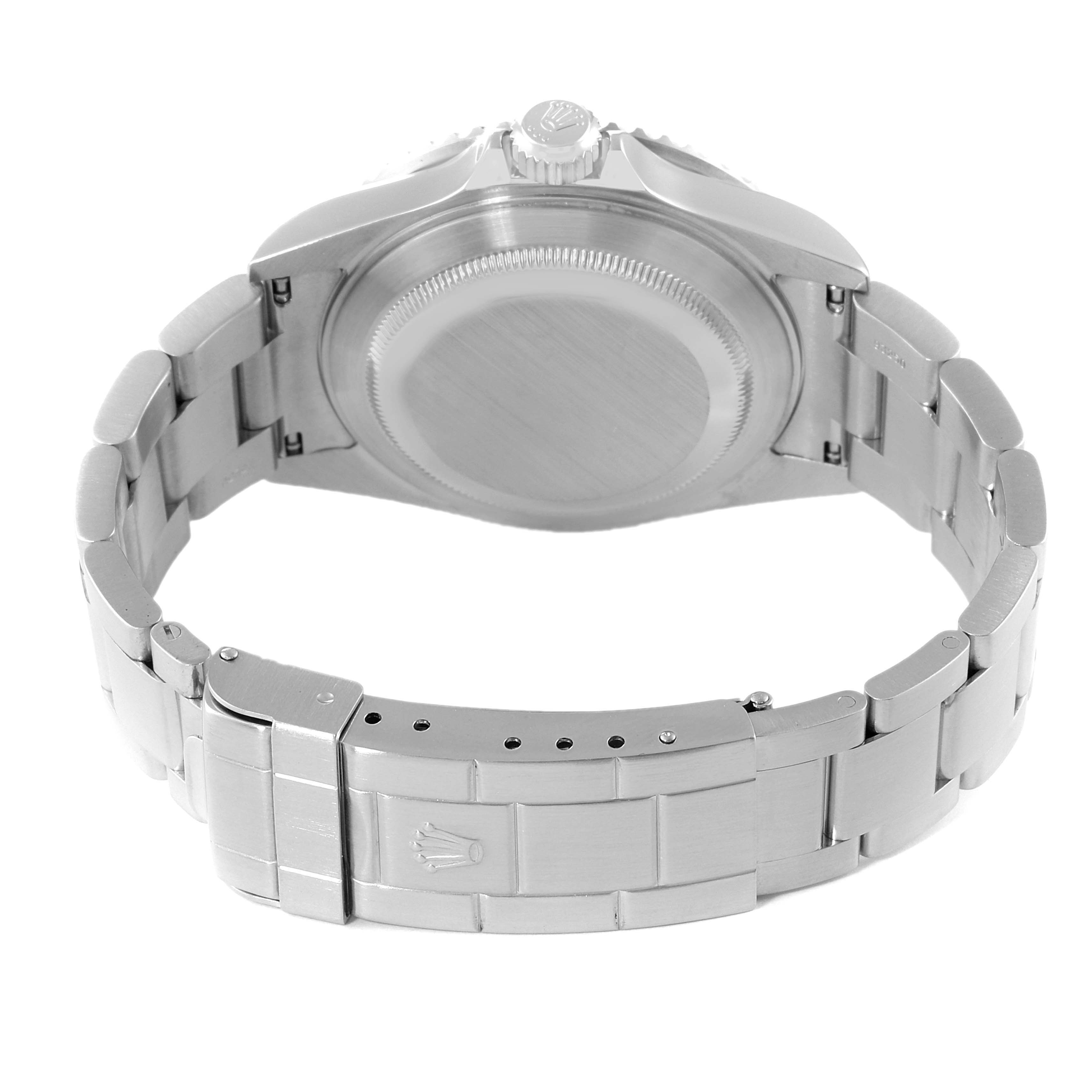 The image shows the back case and bracelet of a Rolex Submariner 16610 Men
s Stainless Steel Black Dial 16610 Men
s Stainless Steel Black Dial watch from a rear angle.