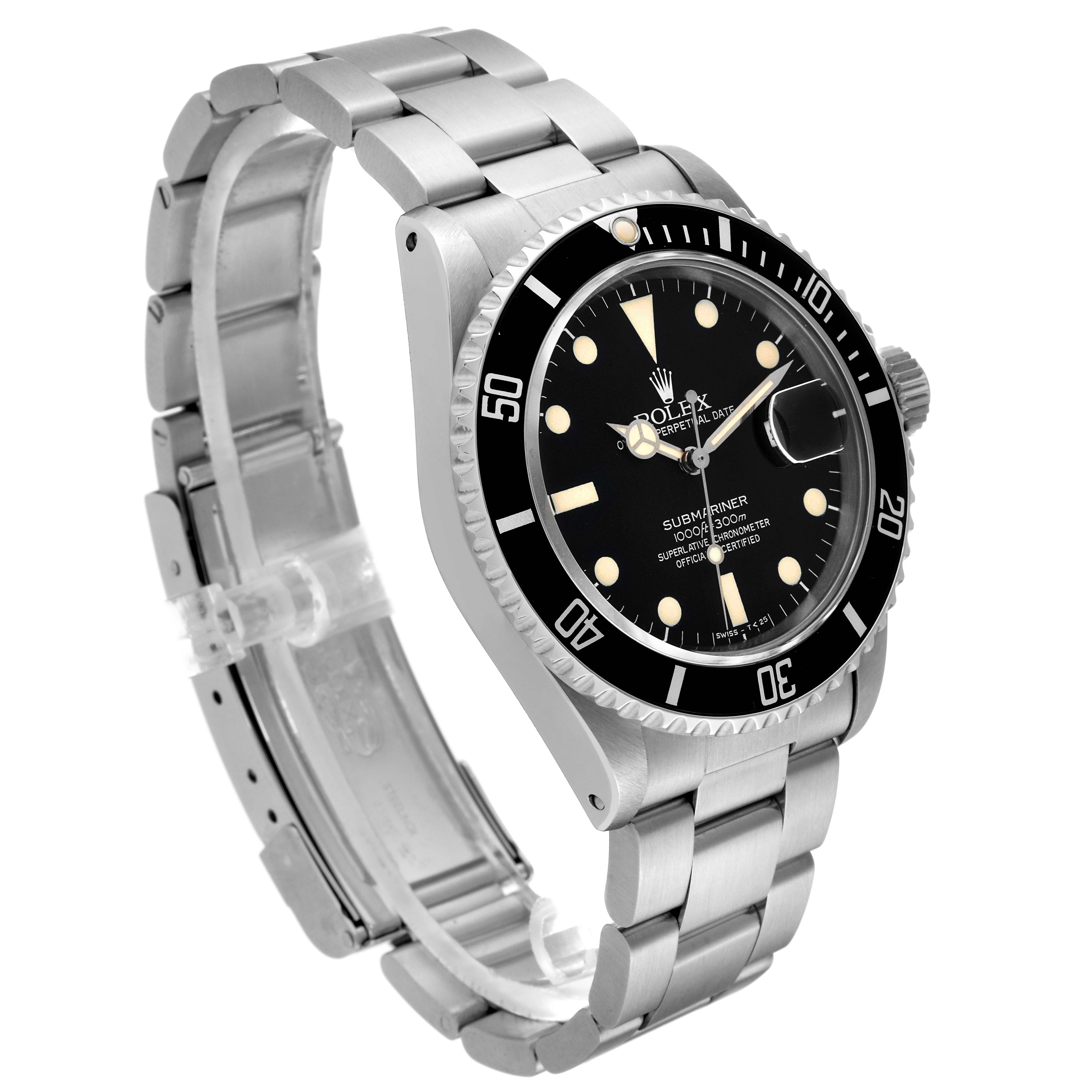 The image shows a Vintage Collection Rolex Submariner watch at a three-quarter angle, highlighting the face, bezel, and bracelet.