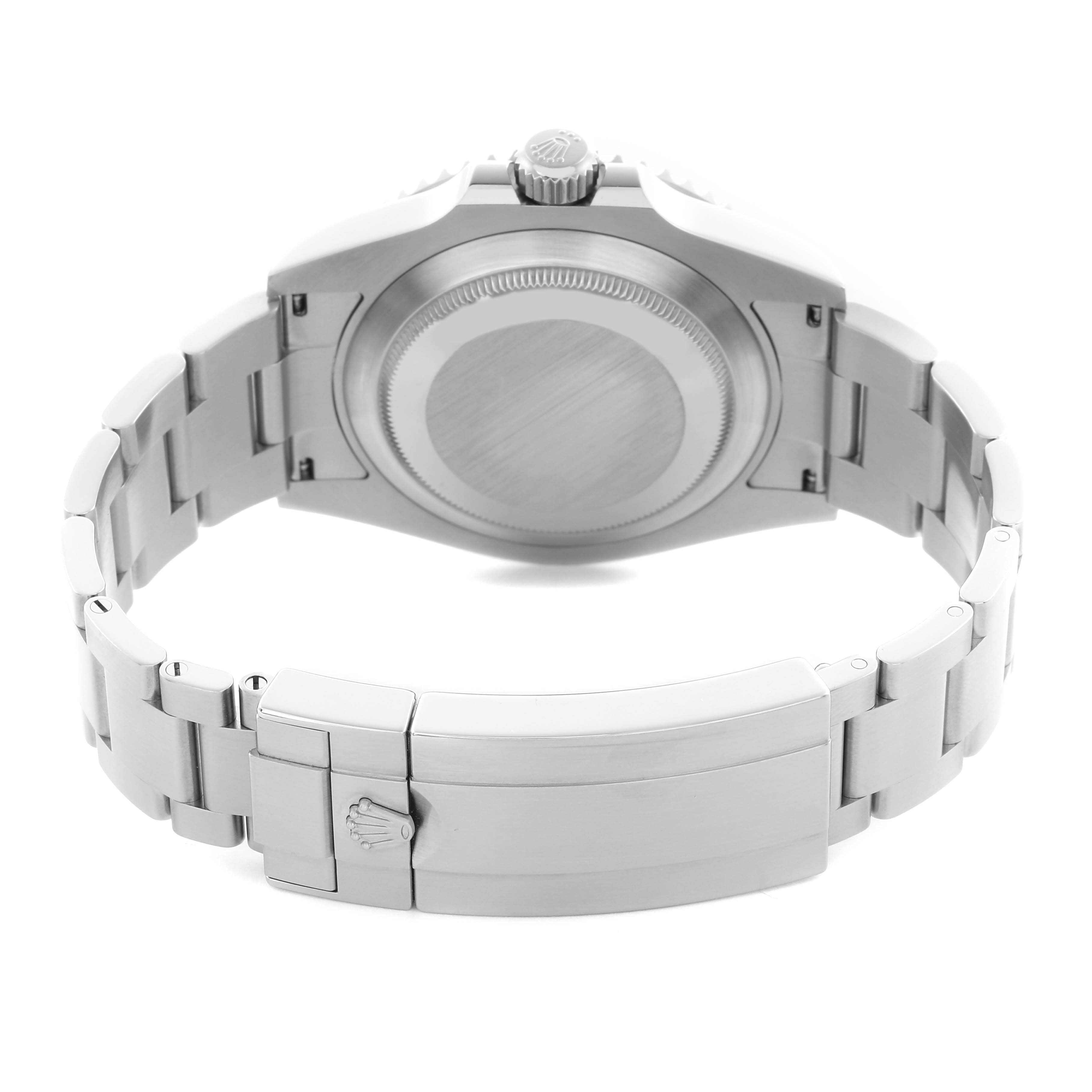 The image shows the back view of the Rolex Submariner 126610LV Men
s Stainless Steel Black Dial 126610LV Men
s Stainless Steel Black Dial, highlighting the case back, clasp, and bracelet.