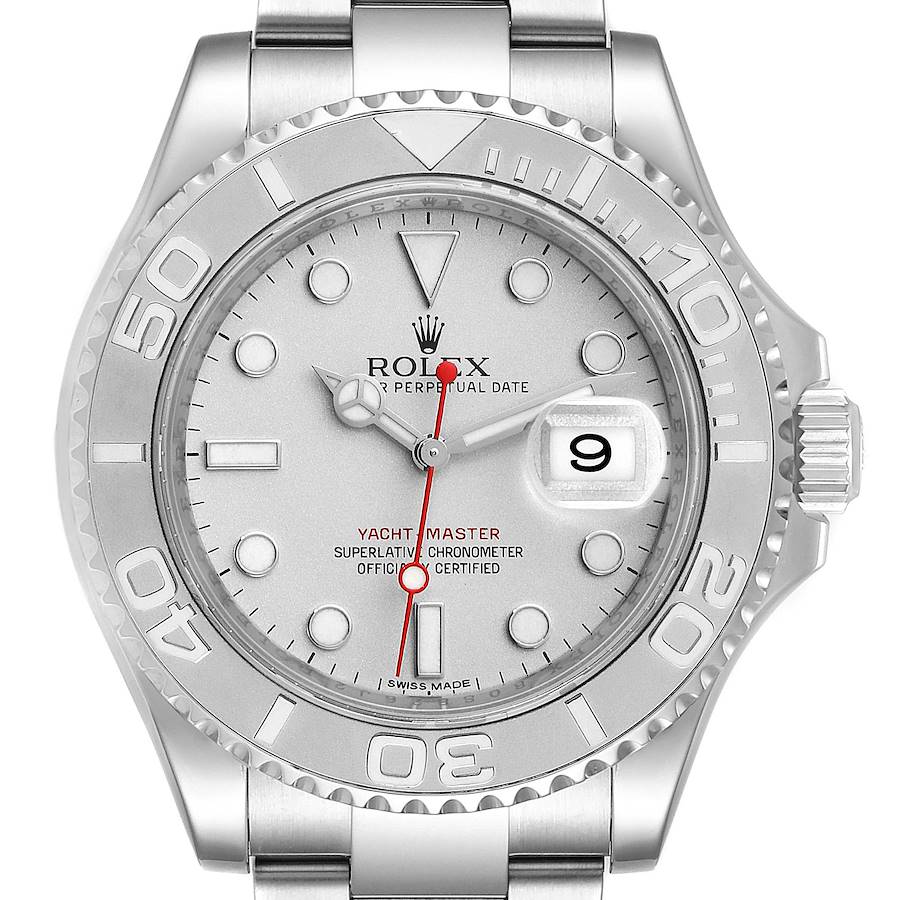 Rolex Yachtmaster 40mm Steel Platinum Dial Bezel Mens Watch 116622 SwissWatchExpo