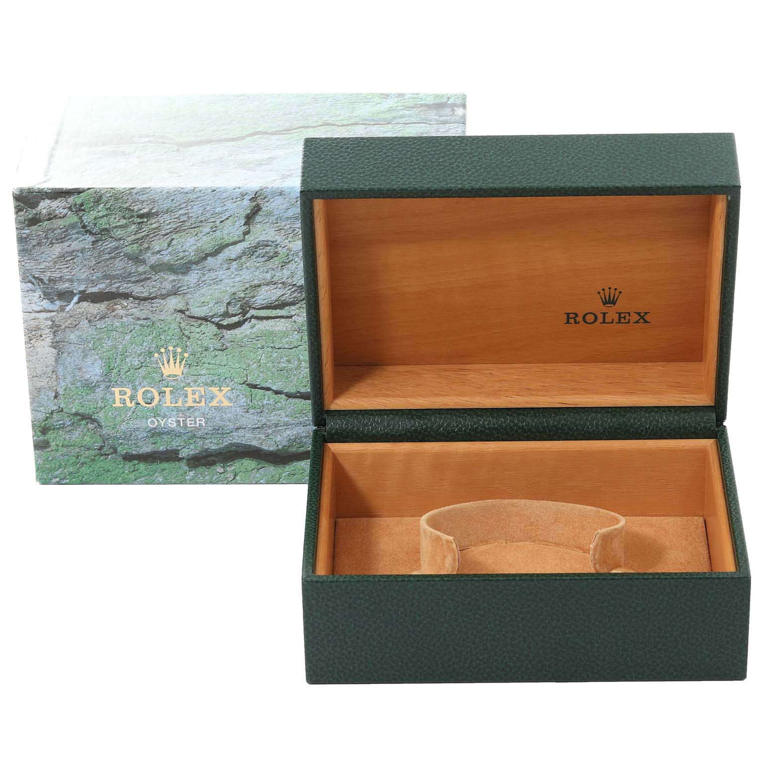 The image shows an open Rolex Yacht-Master 16622 Men's Stainless Steel Silver Dial 16622 Men's Stainless Steel Silver Dial watch box with an outer packaging.