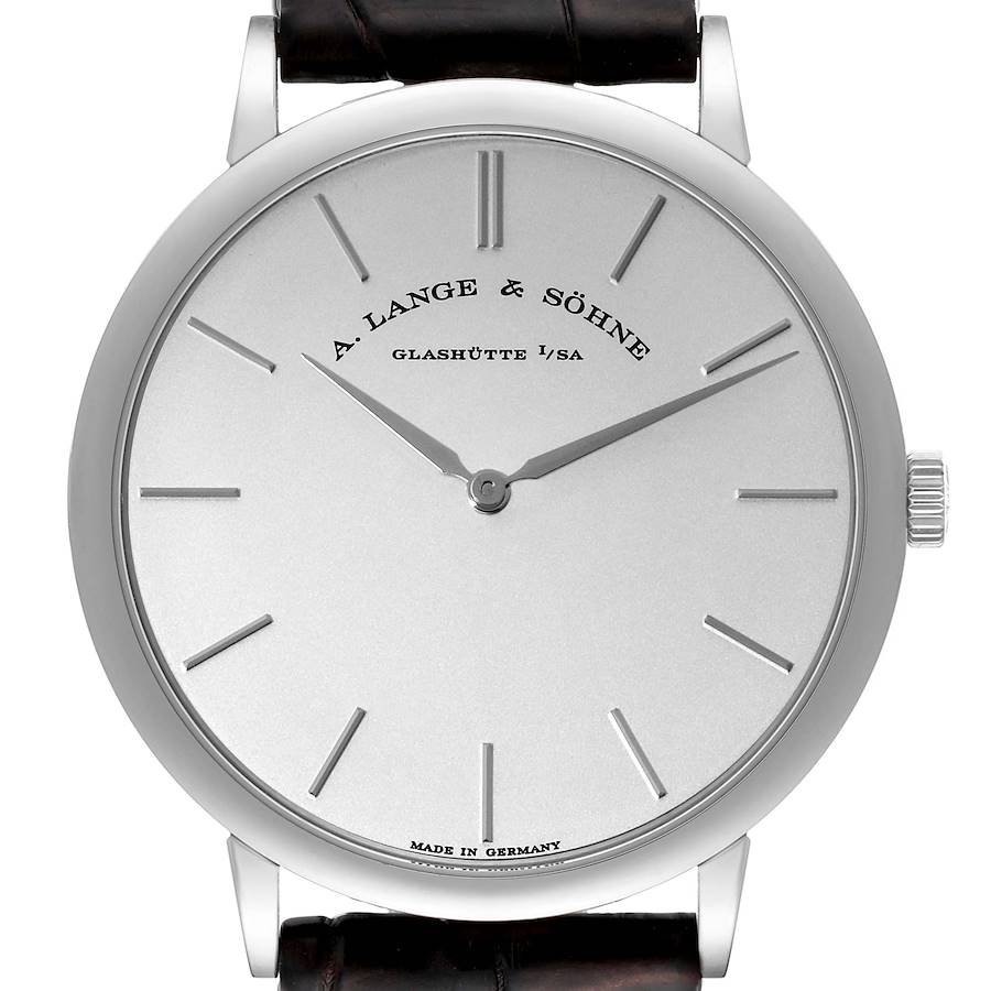 A. Lange & Sohne Saxonia Thin White Gold Mens Watch 211.027 Box Papers SwissWatchExpo