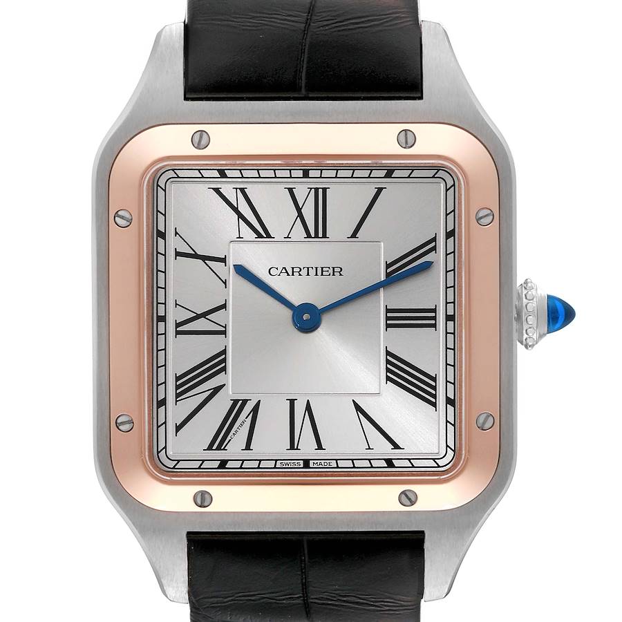 Cartier Santos Dumont Large Steel Rose Gold Mens Watch W2SA0011 Unworn SwissWatchExpo