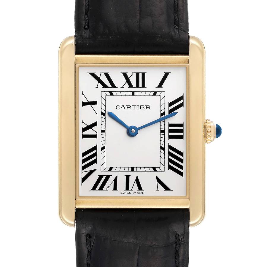 Cartier Tank Solo Large Yellow Gold Steel Mens Watch W5200004 Papers SwissWatchExpo