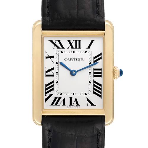 Photo of Cartier Tank Solo Large Yellow Gold Steel Mens Watch W5200004 Papers