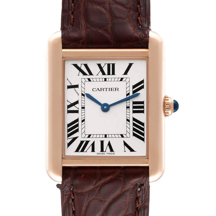 Cartier Tank Solo Rose Gold Steel Brown Dial Ladies Watch W5200024 Papers SwissWatchExpo