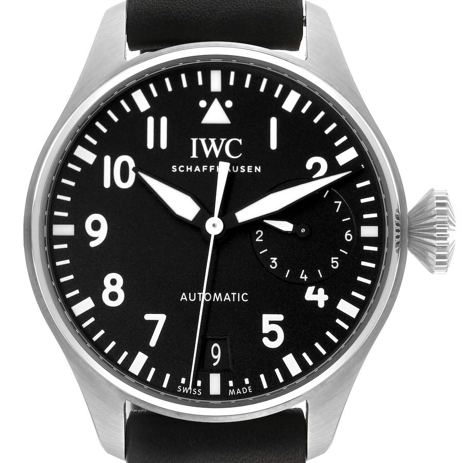 IWC Big Pilots Black Dial Automatic Steel Mens Watch IW501001 Box Card SwissWatchExpo