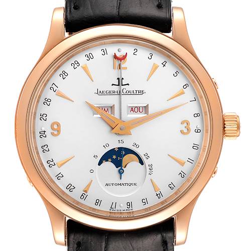 Photo of Jaeger Lecoultre Master Moonphase Rose Gold Silver Dial Mens Watch 140.2.98.S
