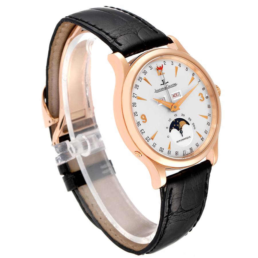 Jaeger Lecoultre Master Moonphase Rose Gold Silver Dial Mens Watch