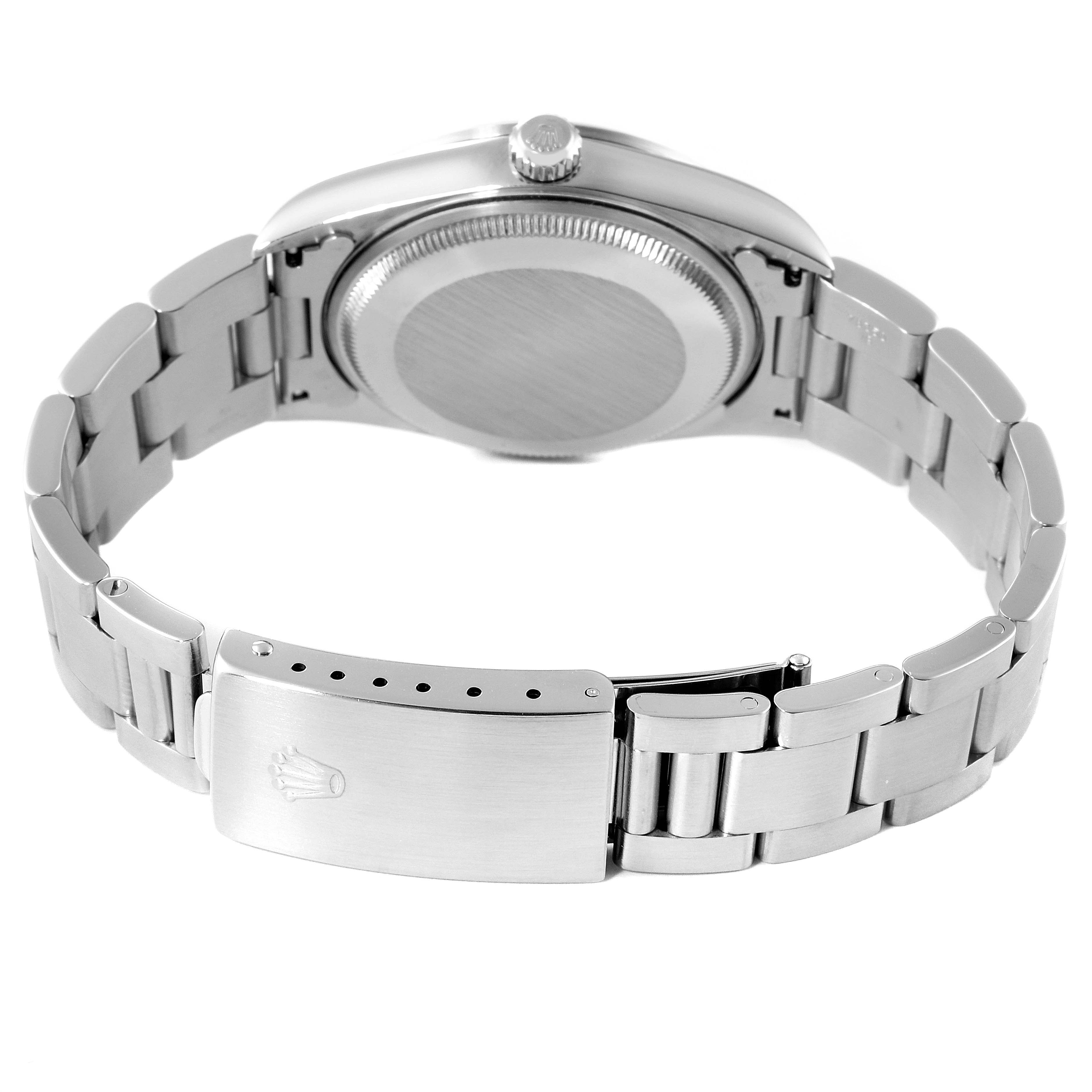 The image shows the back, clasp, and bracelet of a Rolex Air-King 14000 Men's Stainless Steel Blue Dial 14000 Men's Stainless Steel Blue Dial watch from a rear angle.