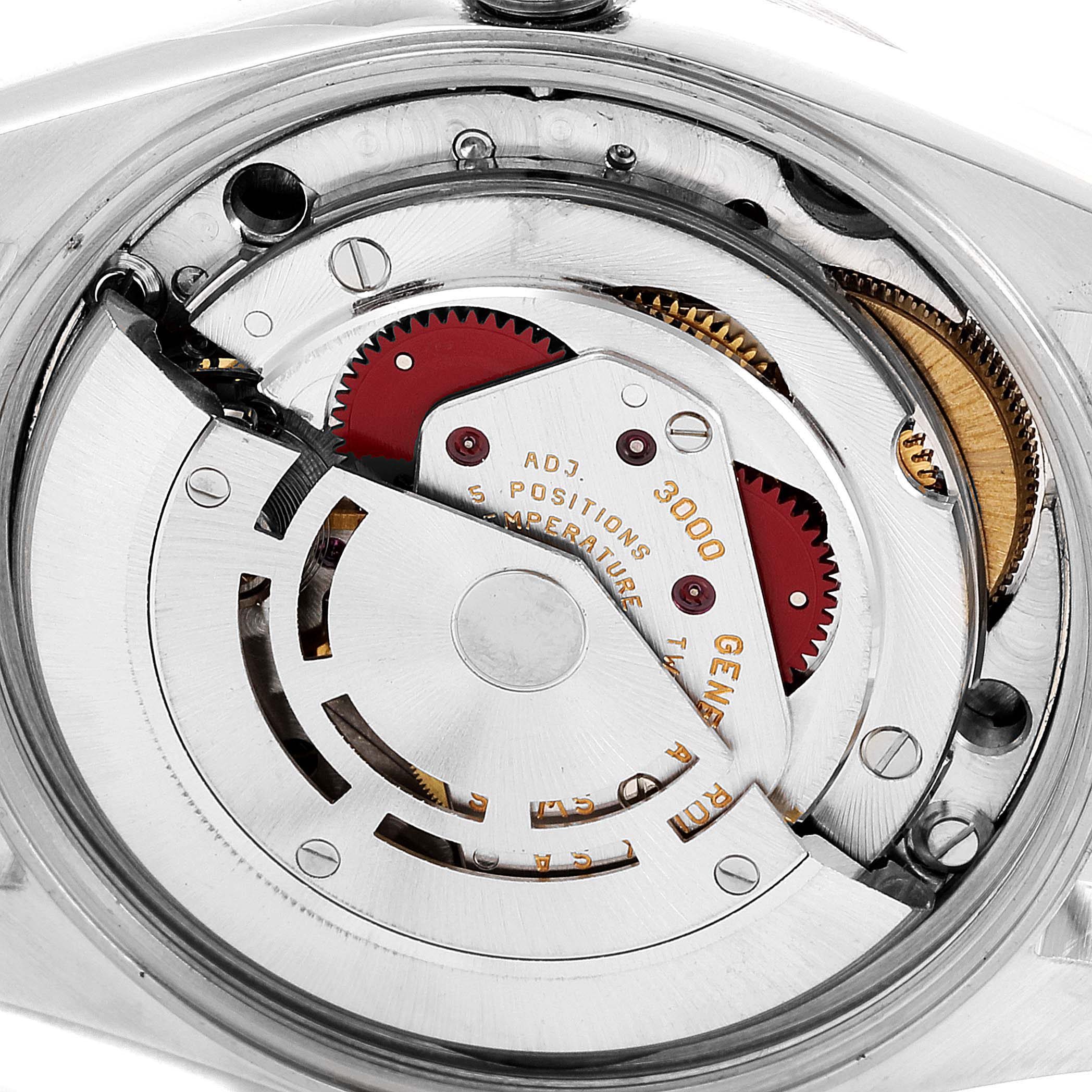 This is a close-up view of the internal movement mechanism of a Rolex Air-King 14000 Men's Stainless Steel Silver Dial 14000 Men's Stainless Steel Silver Dial model watch.