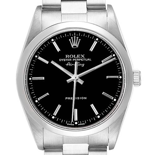 Photo of Rolex Air King 34mm Steel Black Dial Domed Bezel Mens Watch 14000 Box Papers