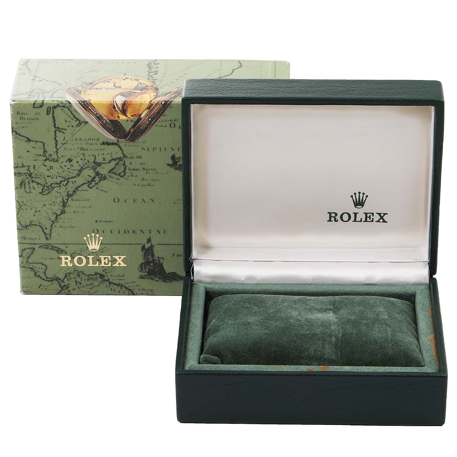 The image shows a Rolex Date 79240 Women's Stainless Steel Pink Dial 79240 Women's Stainless Steel Pink Dial model watch box and packaging from a front angle.