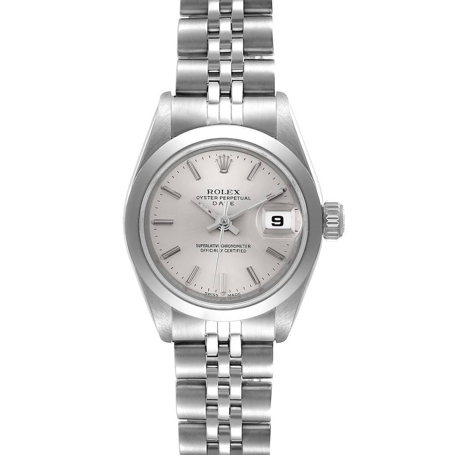 Rolex Date Silver Dial Jubilee Bracelet Steel Watch 69160 Box Service Card SwissWatchExpo