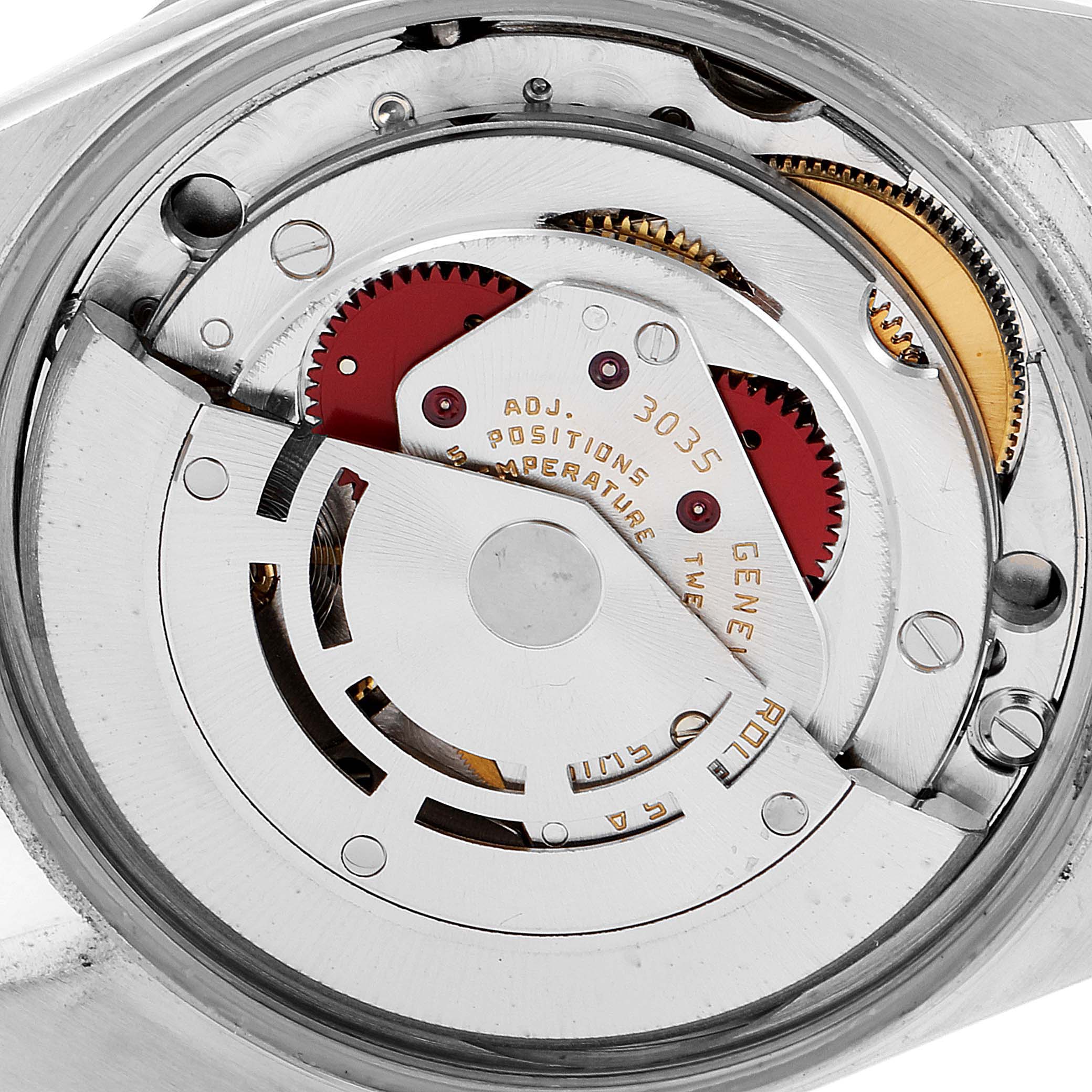 The image shows the internal movement mechanisms of the Rolex Vintage Collection 15010 Men
s Stainless Steel Silver Dial 15010 Men
s Stainless Steel Silver Dial watch, viewed from the back.