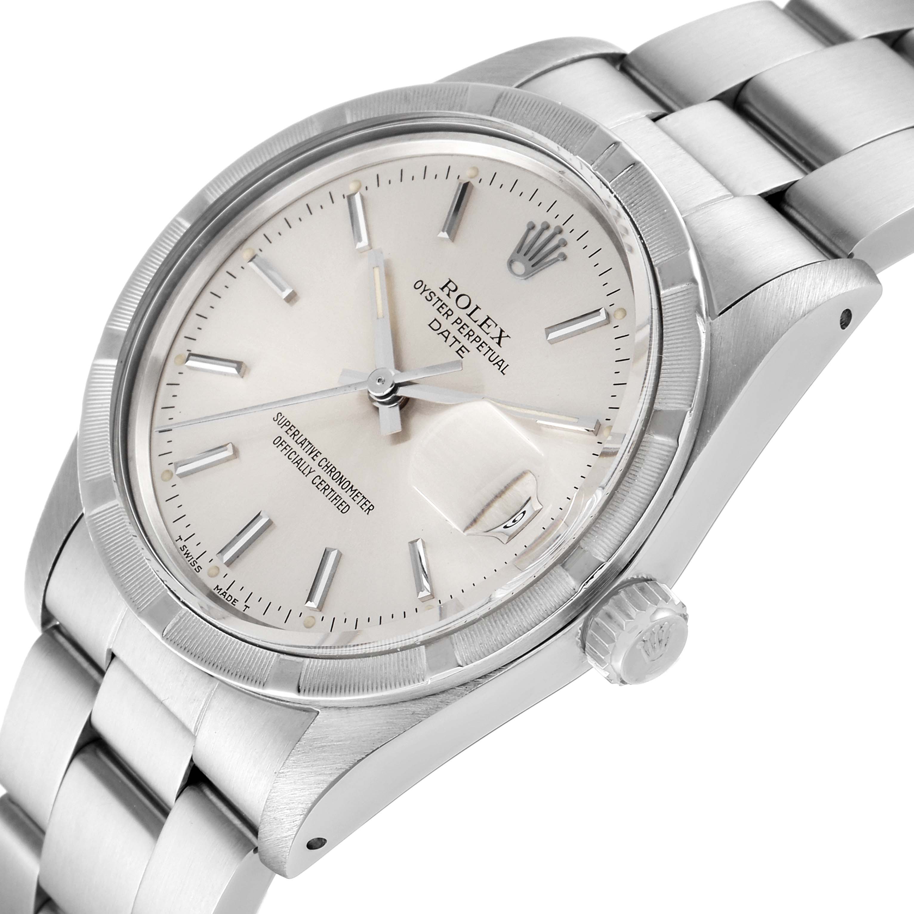 The Rolex Vintage Collection 15010 Men
s Stainless Steel Silver Dial 15010 Men
s Stainless Steel Silver Dial model is shown at an angled view highlighting the dial, bezel, and bracelet.