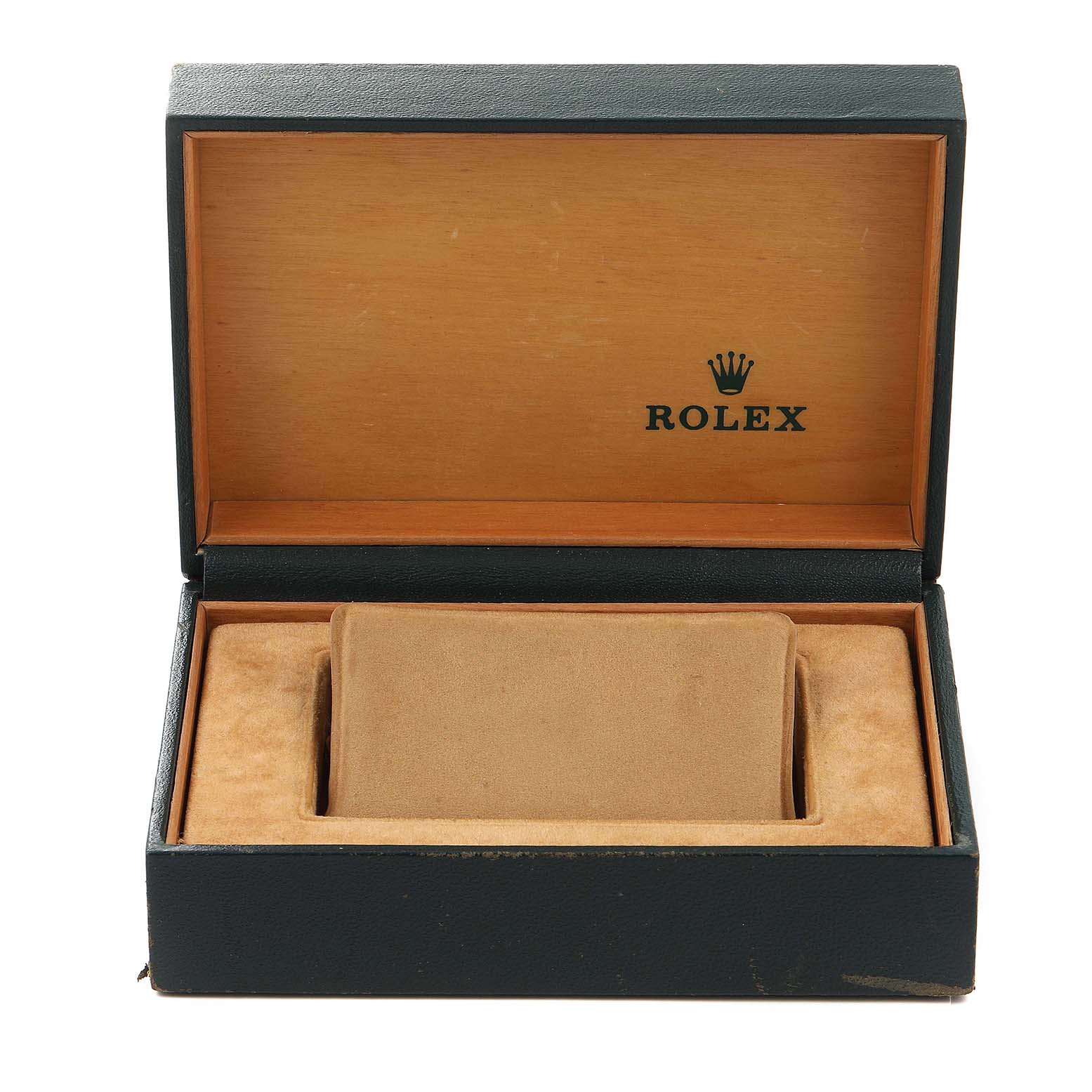 This image shows an open box for the Vintage Collection model by Rolex.