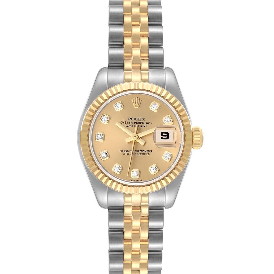 Rolex Datejust 26mm Steel Yellow Gold Diamond Dial Watch 179173 Box Card SwissWatchExpo