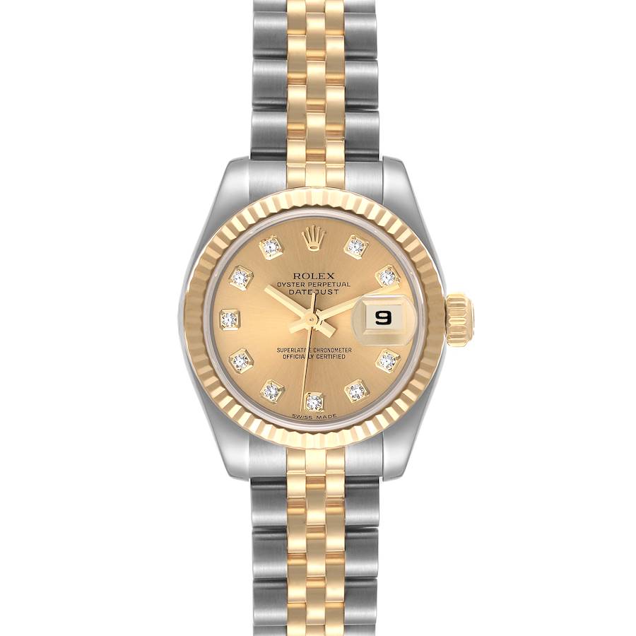 Rolex Datejust 26mm Steel Yellow Gold Diamond Dial Watch 179173 Box Papers SwissWatchExpo